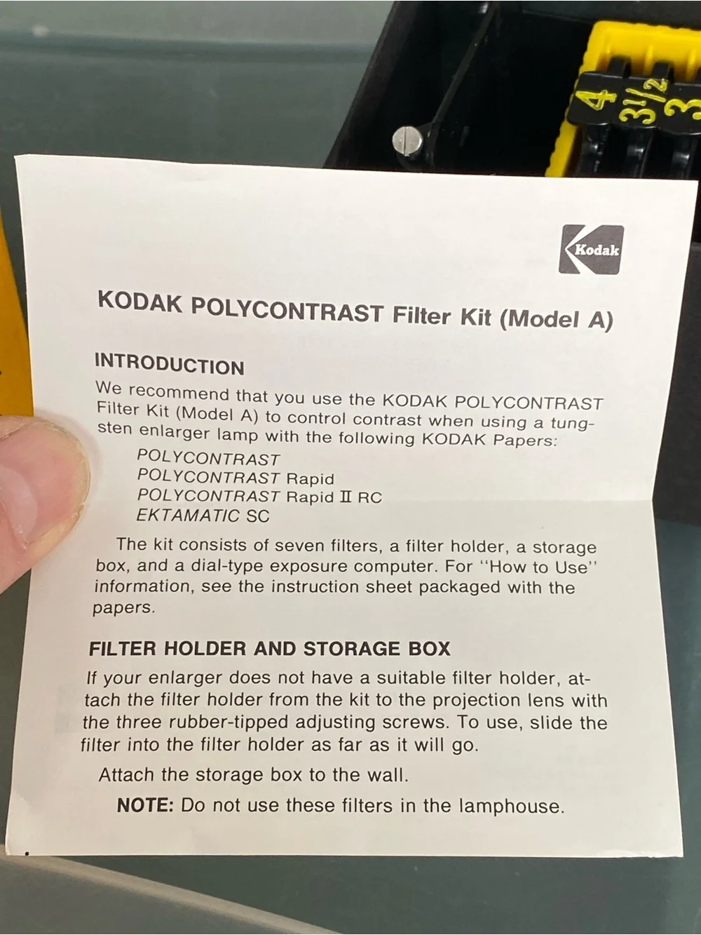 Kodak Polycontrast Filter Kit Model A Darkroom Set w/ Holder & Box Vintage
